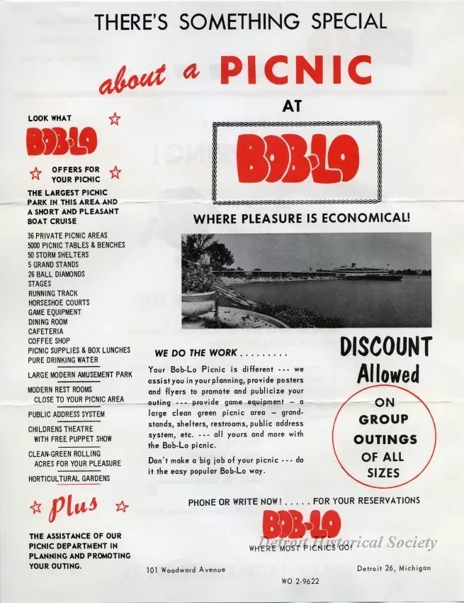 Flier - There's Something Special about a Picnic at Bob-Lo