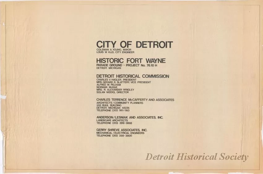 Blueprint - Historic Fort Wayne Parade Ground Project No. 76.10H