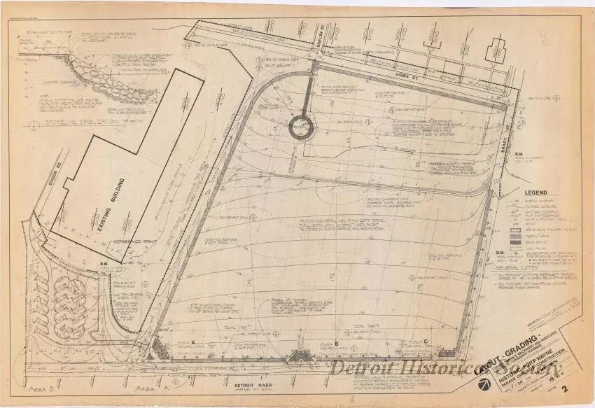 Blueprint - Layout - Grading, 
Historic Fort Wayne Parade Grounds Construction