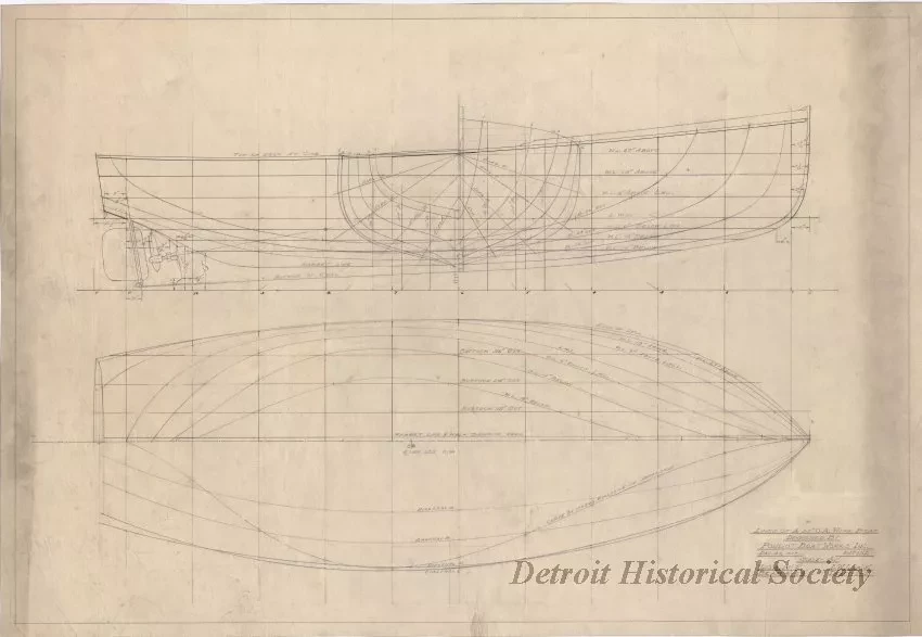 Drawing, Technical - Lines of a 25' O.A. [Overall] Work Boat