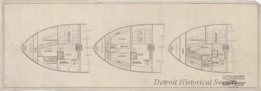 Drawing, Technical - Alternate Arrangements,
Galley and Crew Quarters, Fisher 58