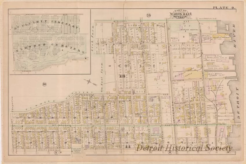 Map - Part of Wards 11 & 13, Detroit
[Atlas of the City of Detroit and Suburbs]