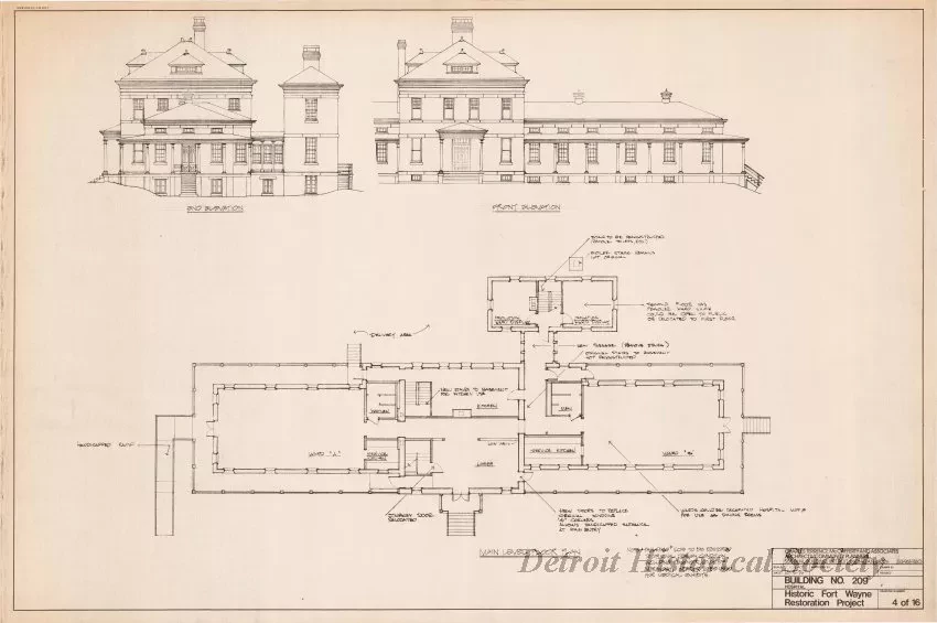 Blueprint - Building No. 209,
Historic Fort Wayne Restoration Project