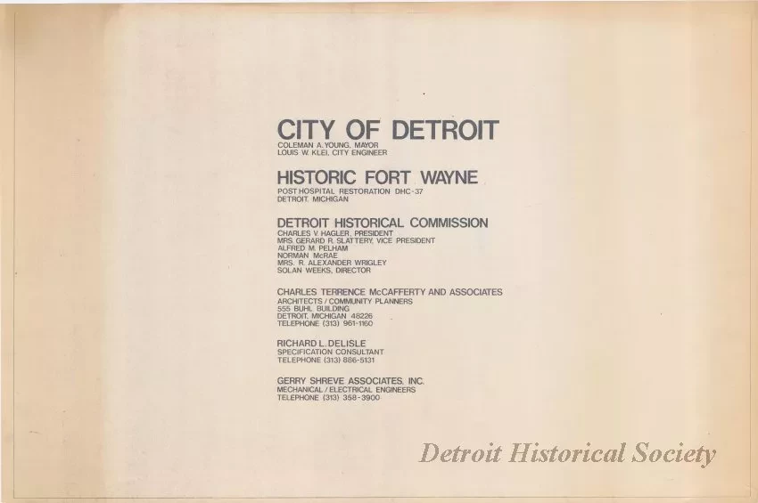 Blueprint - Historic Fort Wayne,
Post Hospital Restoration DHC-37
