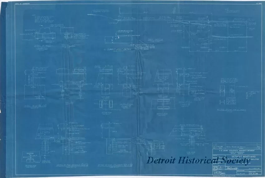 Blueprint - Detroit Boat Yard - 
Modification of Existing Facilities; 
Profile and Details