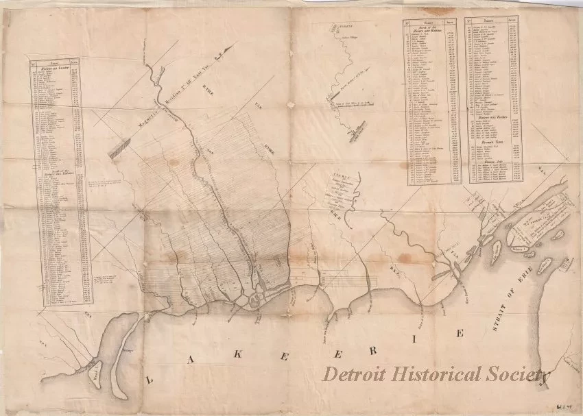 Map - Plan of Private Claims in Michigan Territory 
as Surveyed by Aaron Greeley in 1810