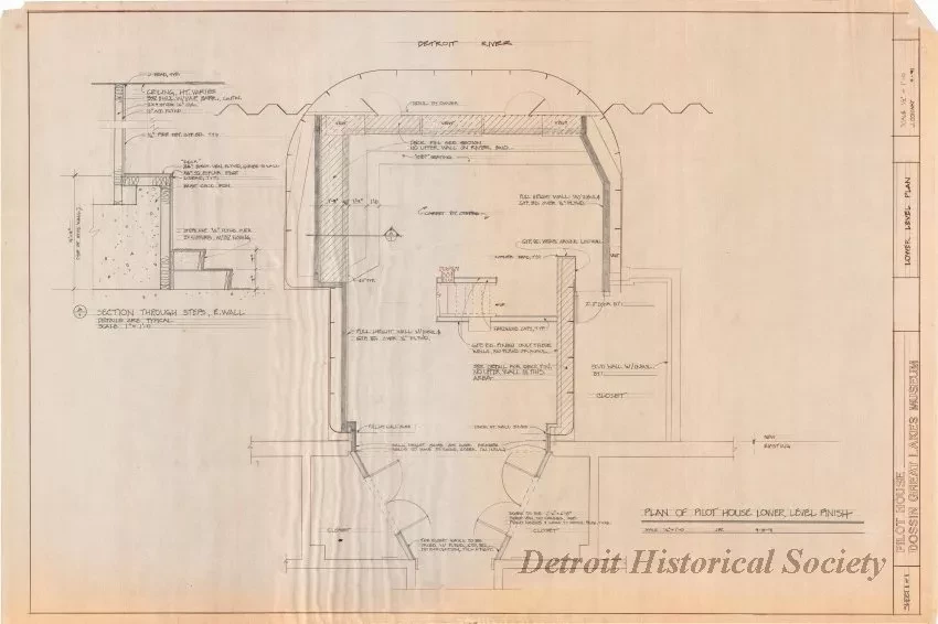 Drawing, Architectural - Pilot House - Dossin Great Lakes Museum, Lower Level Plan