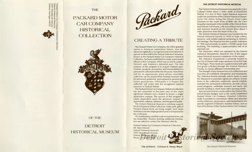 Pamphlet - The Packard Motor Car Company Collection of the Detroit Historical Museum