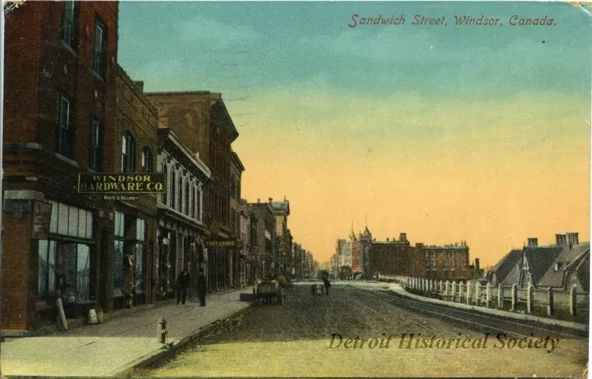 Postcard - Sandwich Street, Windsor, Canada.