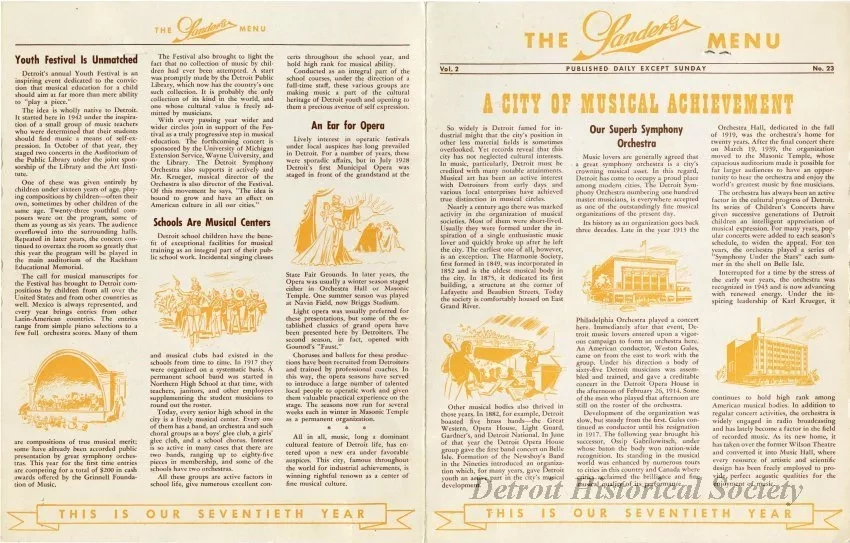 Menu - The Sanders Menu, Vol. 2, No. 23