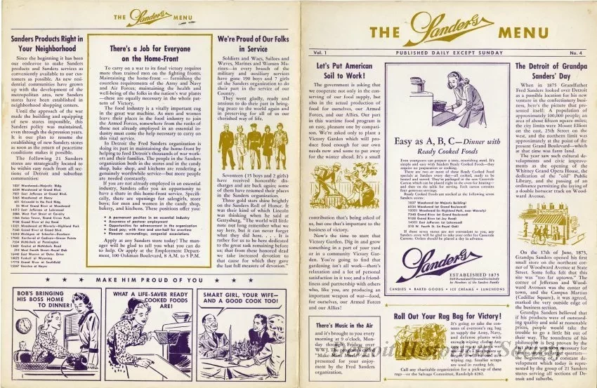 Menu - The Sanders Menu, Vol. 1, No. 4