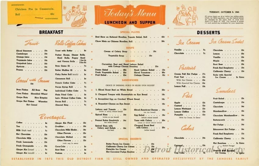 Menu - The Sanders Menu, Vol. 2, World's Series Number