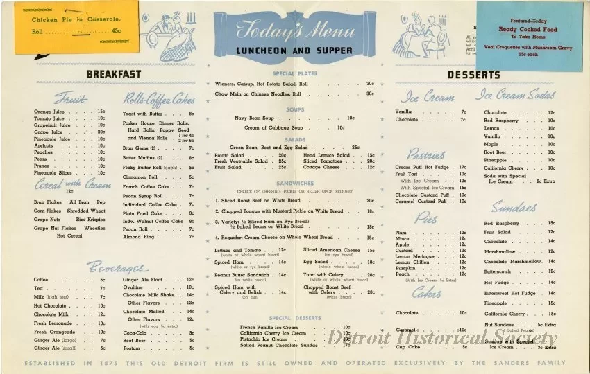 Menu - The Sanders Menu, Vol. 3, No. 2