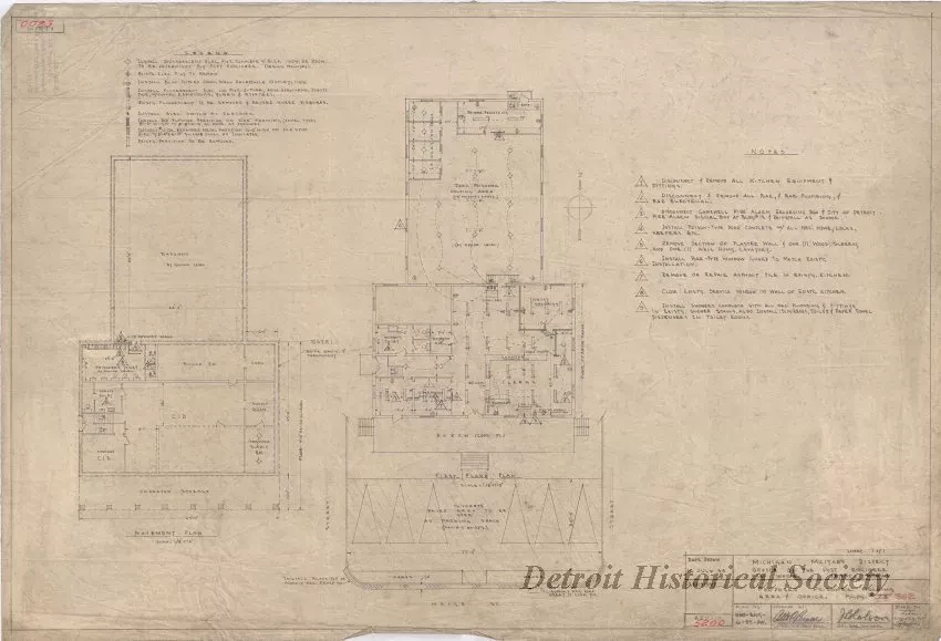 Drawing, Architectural - Michigan Military District, 
Office of the Post Engineer, Fort Wayne, Detroit, Michigan -
Proposed Prisoner Holding Area & Office [Building 302]