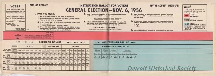 Ballot - Instruction Ballot for Voters,
General Election - Nov. 6, 1956