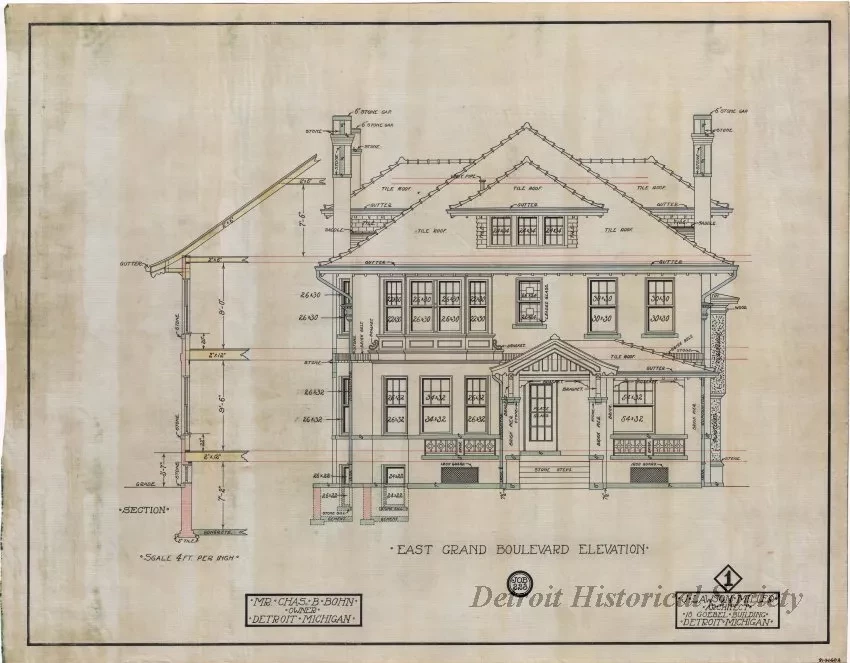 Drawing, Architectural - East Grand Boulevard Elevation