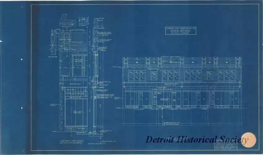 Blueprint - Stores and Apartments for Grabow Brothers, Detroit, Michigan