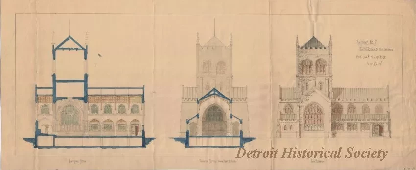 Drawing, Architectural - Sketches No. 2 
for the Church of the Epiphany [Trinity Episcopal Church] 
for Jas. E. Scripps, Esqr.