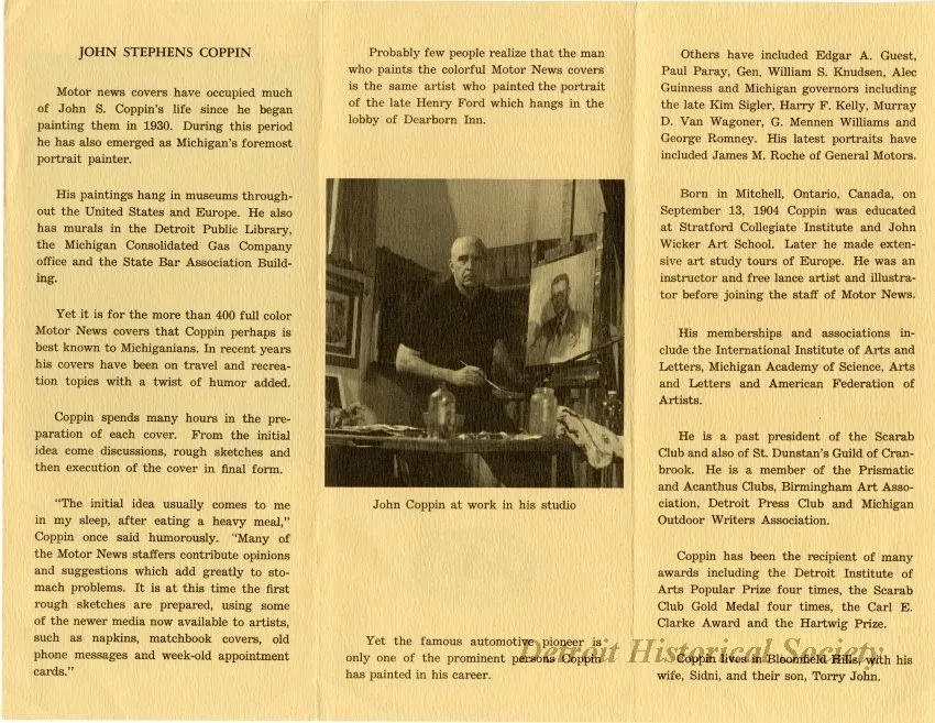 Brochure - John S. Coppin, Art Exhibit