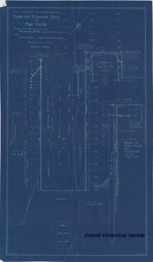 Blueprint - Plans for Engineer Dock at Fort Wayne