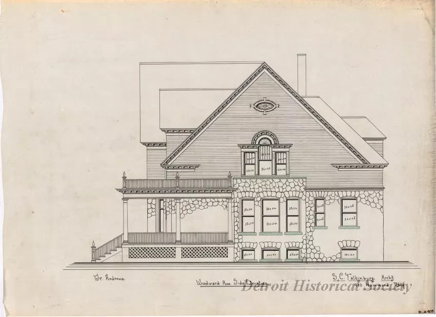 Drawing, Architectural - Front Elevation,
Woodward Ave. Side Elevation