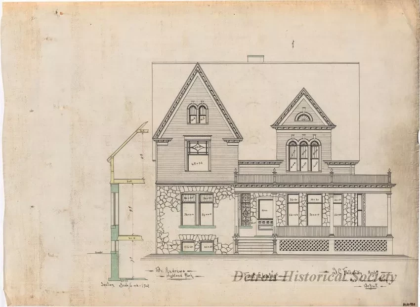Drawing, Architectural - Front Elevation,
Woodward Ave. Side Elevation