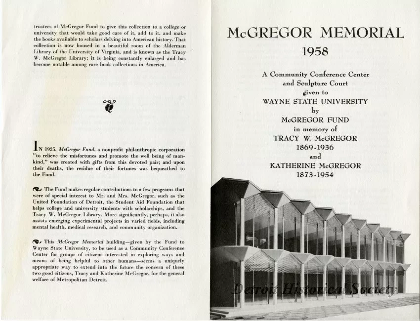 Pamphlet - McGregor Memorial 1958