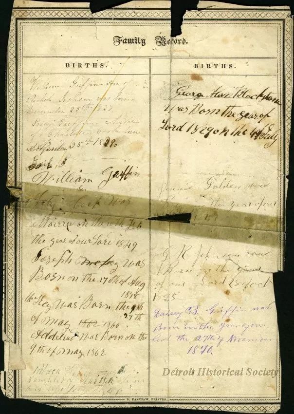 Register, Family - Family Record