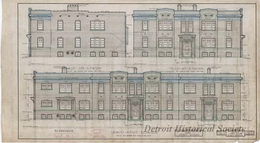Drawing, Architectural - Alley Side Elevation,
Toledo Avenue Elevation,
Cavalry Avenue Elevation