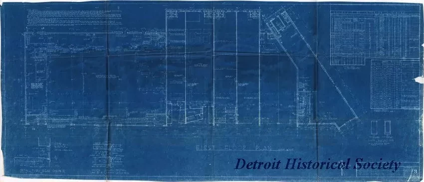 Blueprint - First Floor Plan,
Lakeshore Village Shopping Center for Milton Ratner