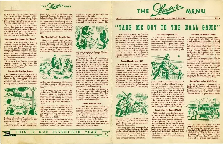 Menu - The Sanders Menu, Vol. 2, No. 8