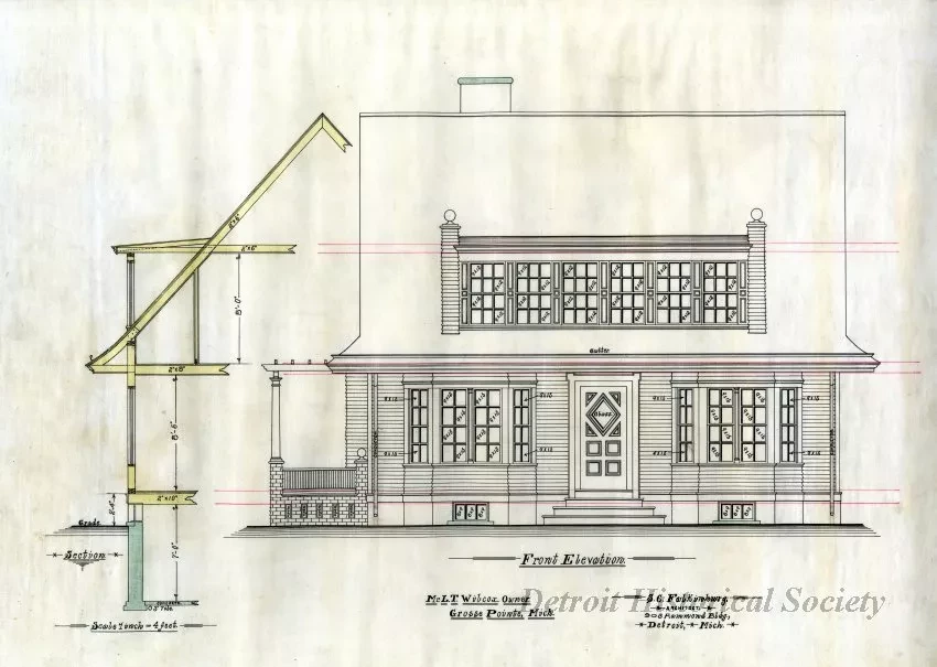 Drawing, Architectural - Front Elevation,
Woodward Ave. Side Elevation