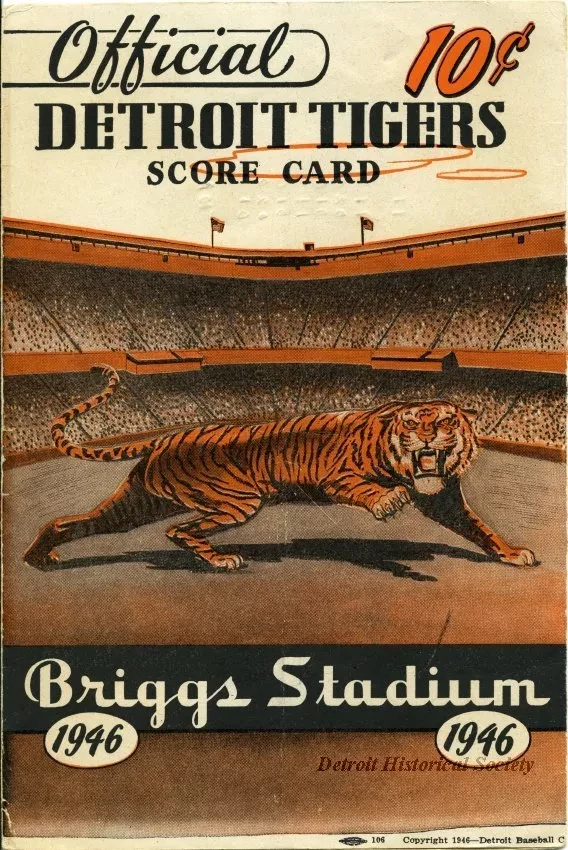Scorecard - Official Detroit Tigers Score Card
Briggs Stadium, 1946