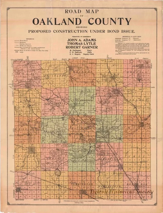 Map - Road Map of Oakland County
Showing Proposed Construction Under Bond Issue