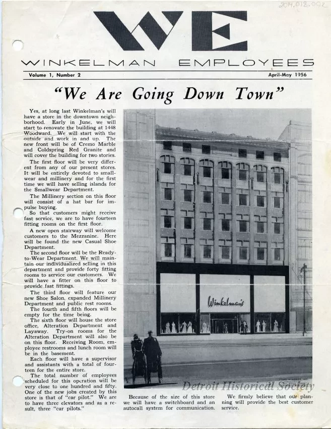 Newsletter - WE Winkelman Employees, Vol. 1, No. 2
April - May, 1956