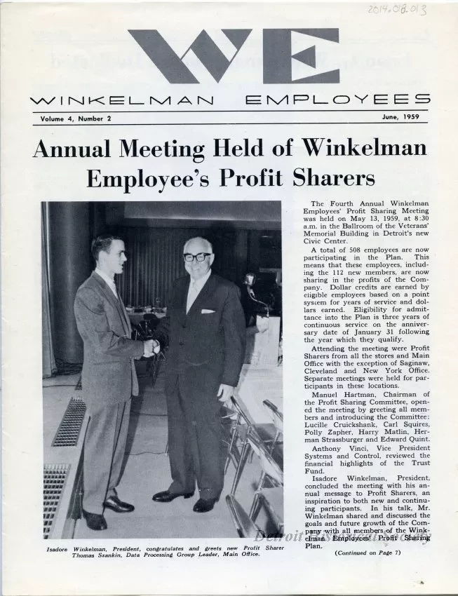 Newsletter - WE Winkelman Employees, Vol. 4, No. 2
June, 1959