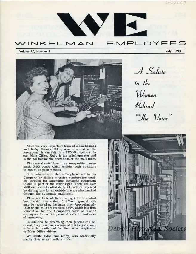 Newsletter - WE Winkelman Employees, vol. 10, no. 1
July, 1960
