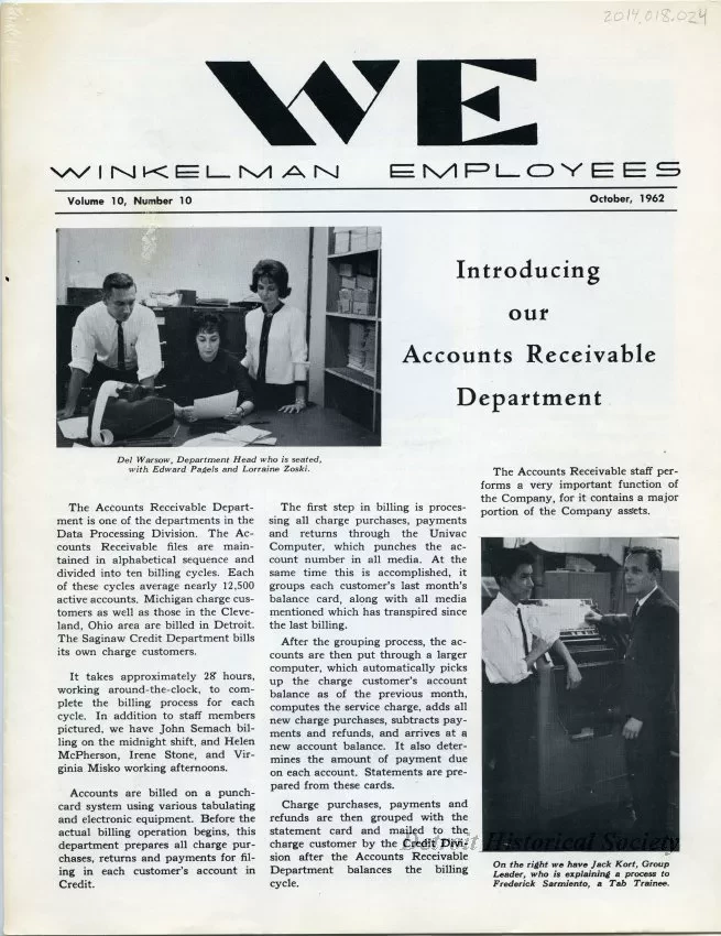 Newsletter - WE Winkelman Employees, vol. 10, no. 10
October, 1962
