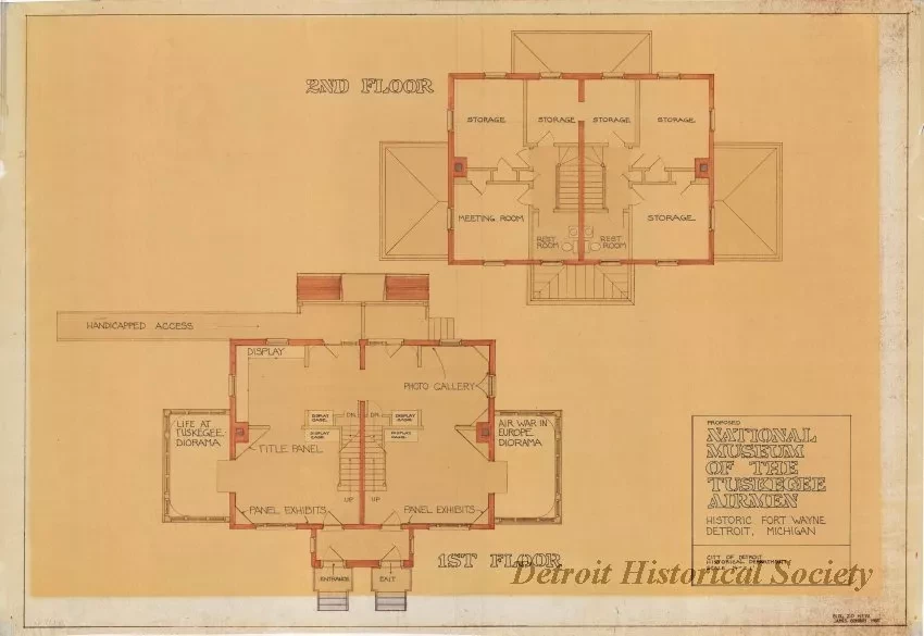Drawing, Architectural - Proposed National Museum of the Tuskegee Airmen,
Historic Fort Wayne, Detroit, Michigan