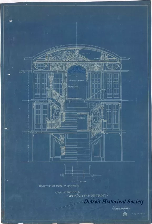 Blueprint - Main Saloon, Str. "City of Detroit"