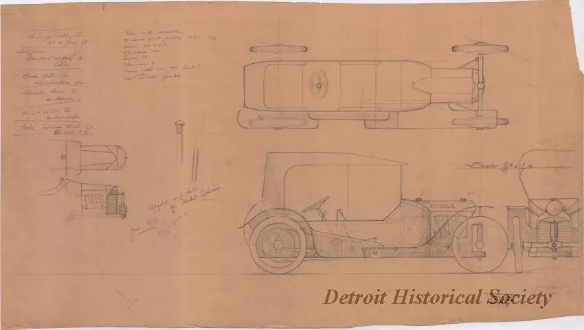 Drawing, Technical - Original Rough Sketch for Rocket Cyclecar