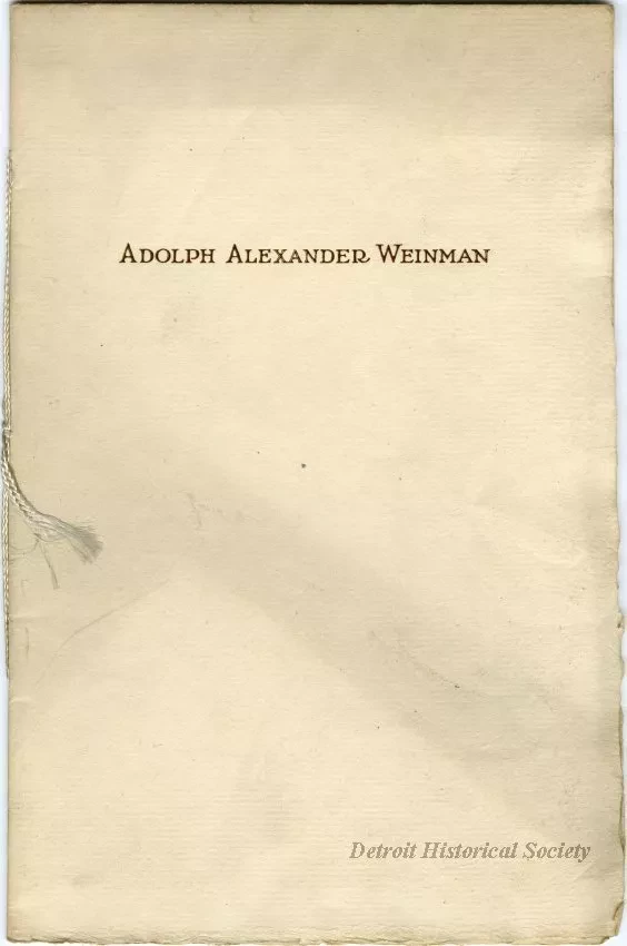 Booklet - Adolph Alexander Weinman