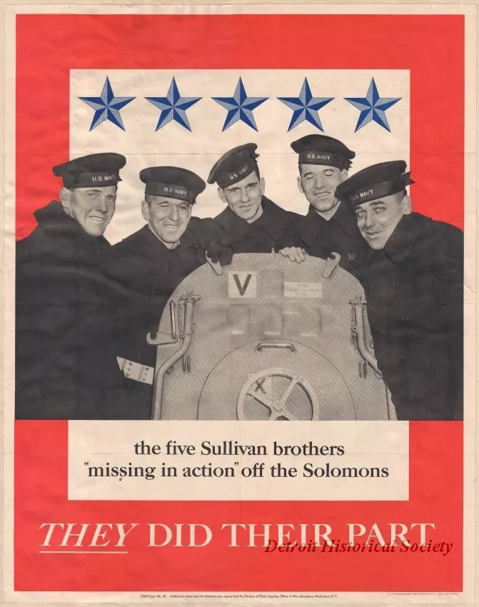 Poster - The Five Sullivan Brothers 'Missing in Action' Off the Solomons - 
They Did Their Part