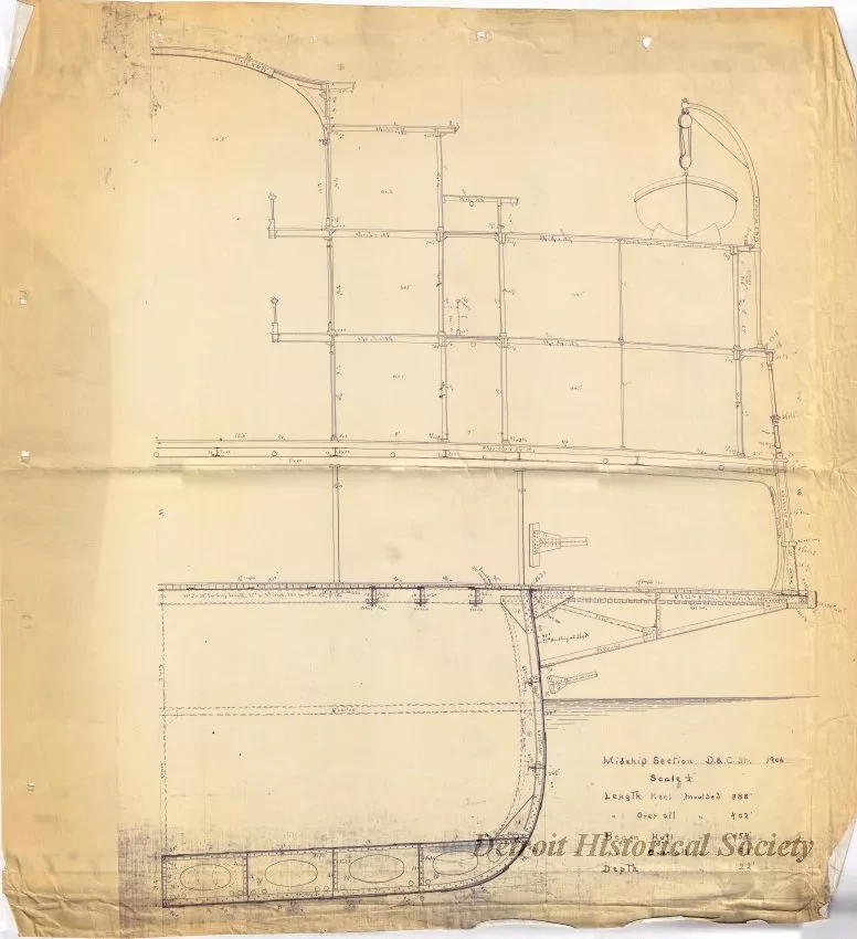 Blueprint - Midship Section, D&C Str., 1906