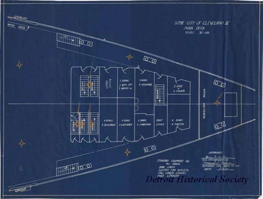 Blueprint - Stmr. City of Cleveland III,
Main Deck