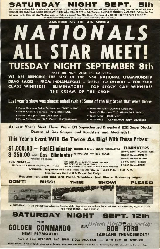 Advertisement - Nationals All Star Meet!
World Championship Drag Races!!