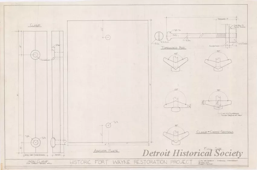Drawing, Technical - Iron Clamp for Breast Height Wall,
Historic Fort Wayne Restoration Project