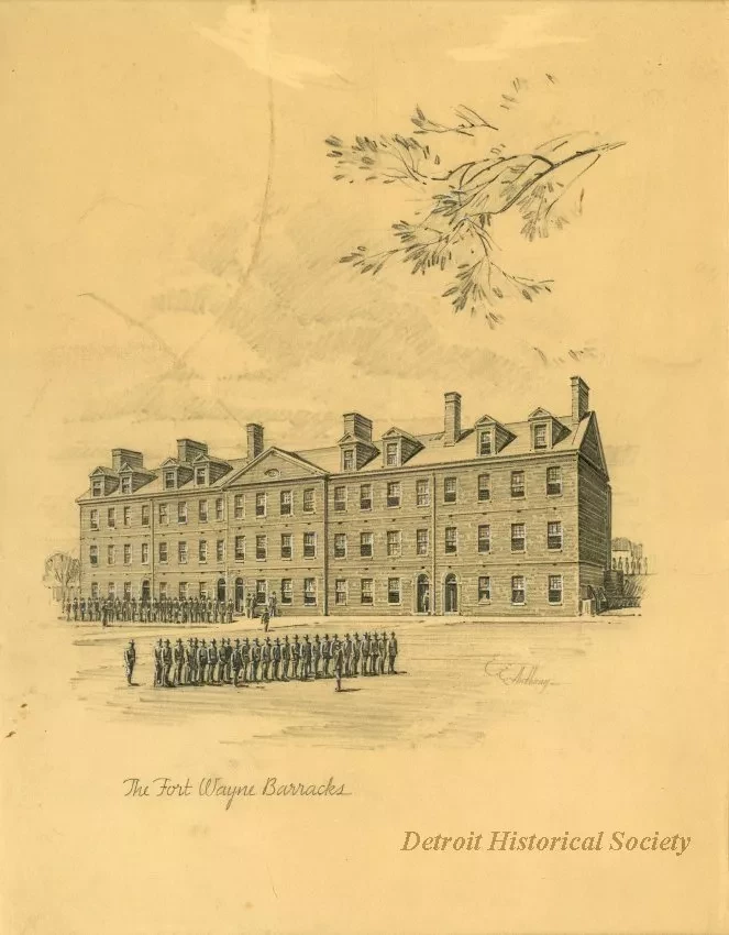 Drawing - The Fort Wayne Barracks