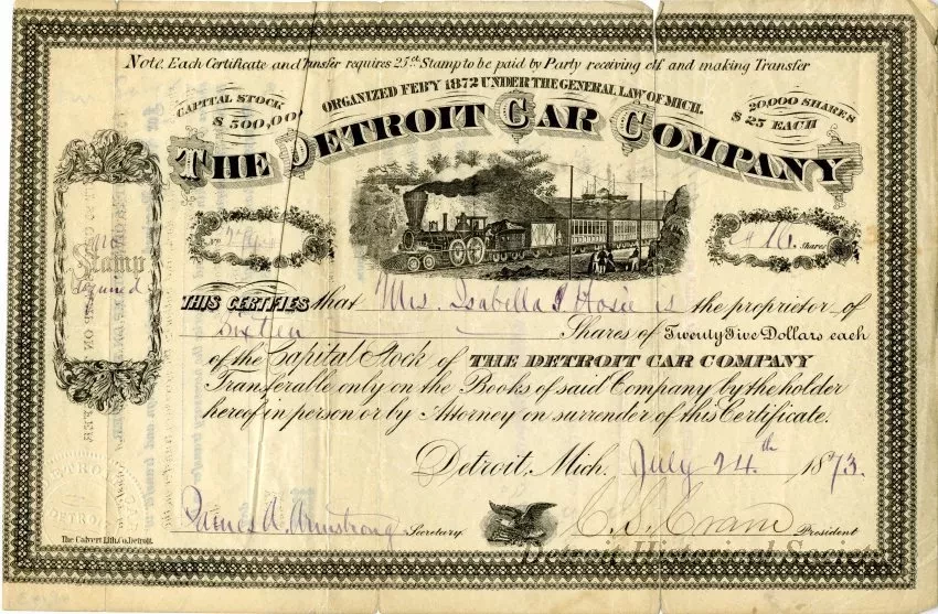 Certificate, Stock
