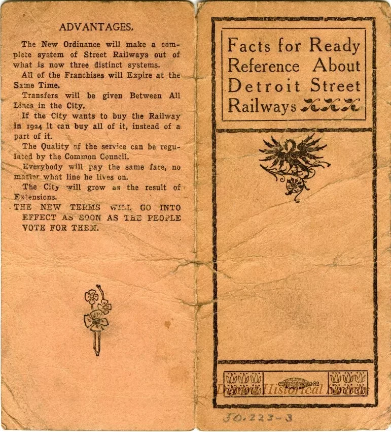 Pamphlet - Facts for Ready Reference About Detroit Street Railways
